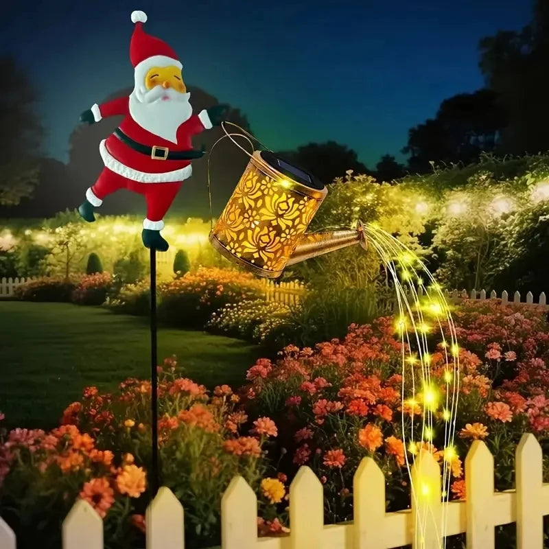 New Santa Claus Lantern Solar Luminous Water Bottle Hollow Outdoor Courtyard Decoration Metal Craft